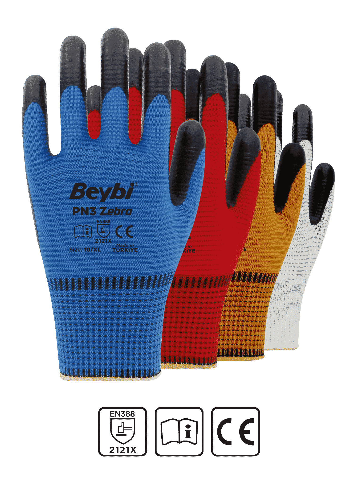 PN3 Zebra Nitrile Coated Polyester Gloves