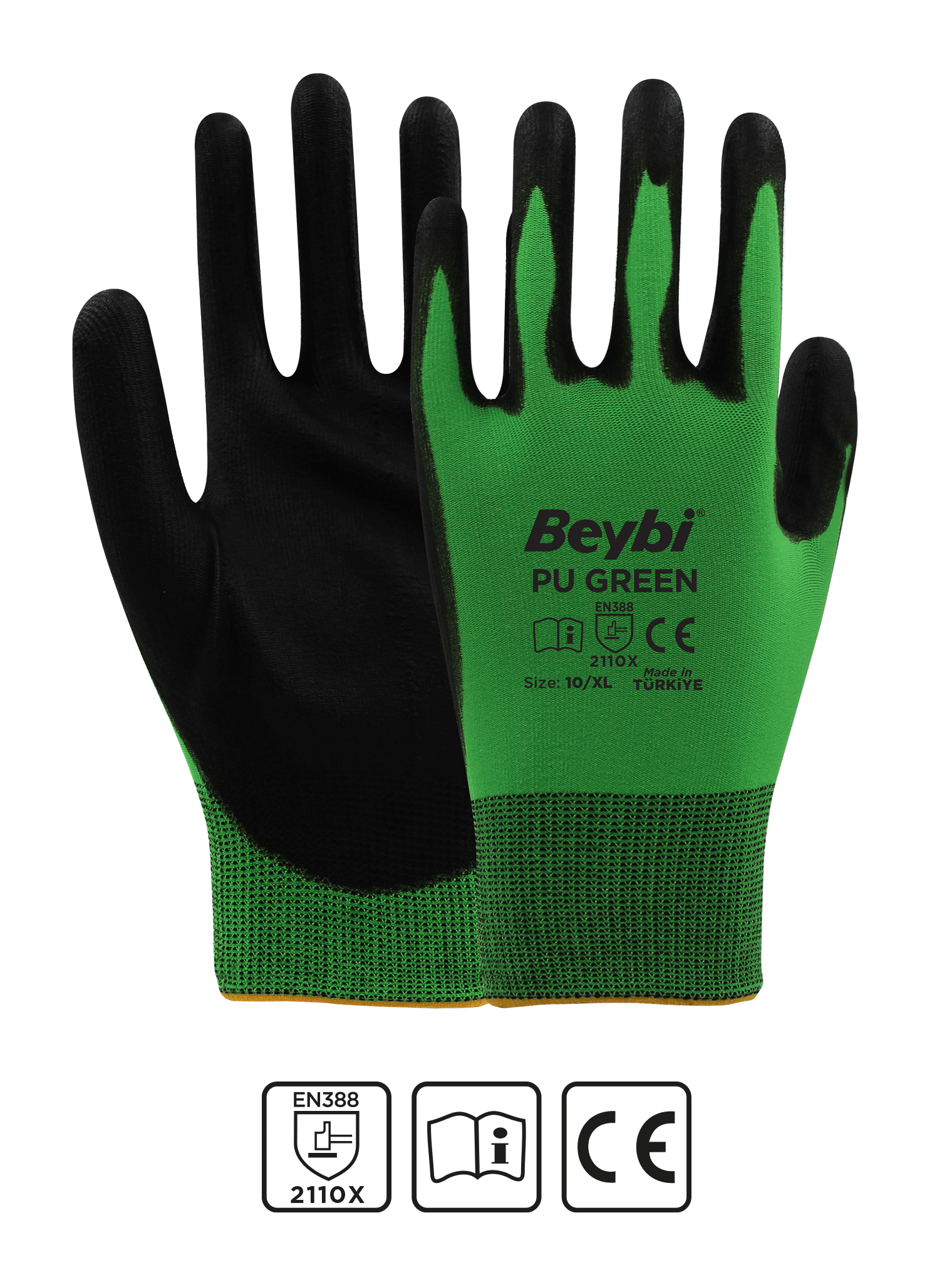 PU GREEN Polyurethane Coated Polyester Glove