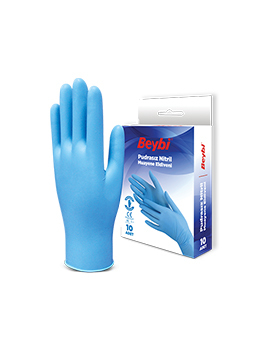 Powder-Free Blue Nitrile Examination Gloves -  Box of 10