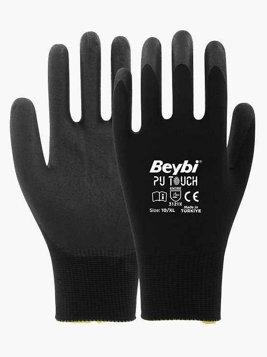 PU Touch Polyurethane Coated Polyester Knitted Gloves