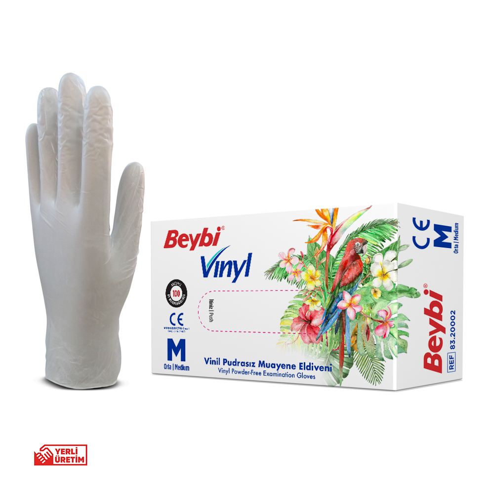 Vinil Pudrasız Muayene Eldiveni 100'lük Kutu