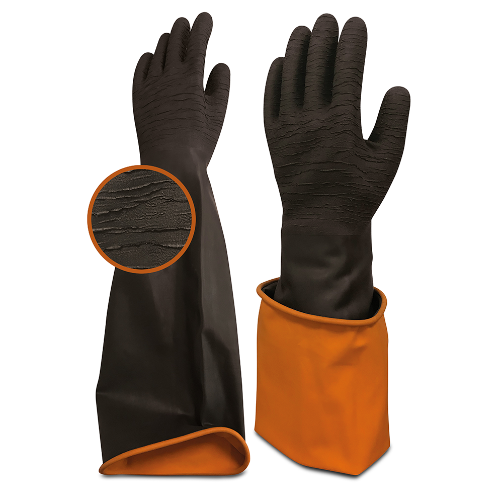 Korun Tırtıklı 60 cm Uzun Siyah İş Eldiveni