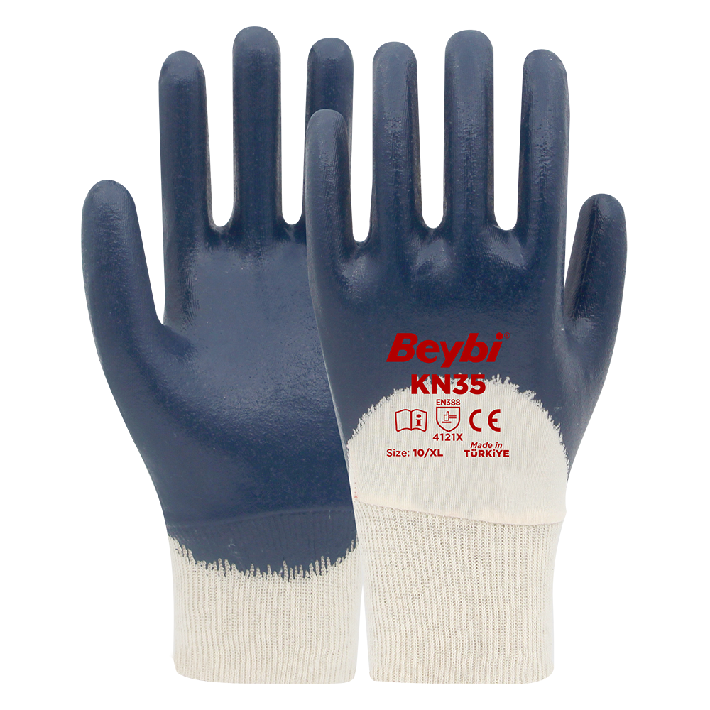 KN35 High Performance 3/4 Nitrile Coated Cotton Gloves