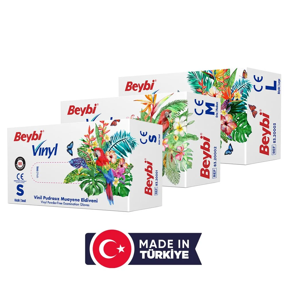 Vinil Pudrasız Muayene Eldiveni 100'lük Kutu
