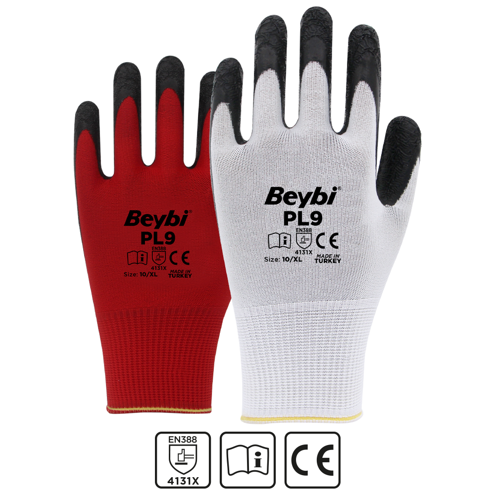 PL9 Polyester Knitted Latex Gloves